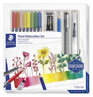 Staedtler Floral Design Journey aquarelverf set met waterverf kleuren (12)